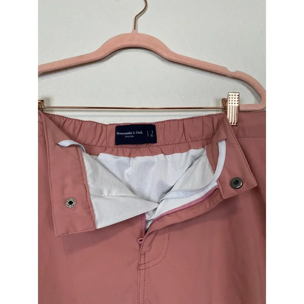 Abercrombie & Fitch Stretch Salmon Swim Trunk Lined Drawstring Pockets Size L